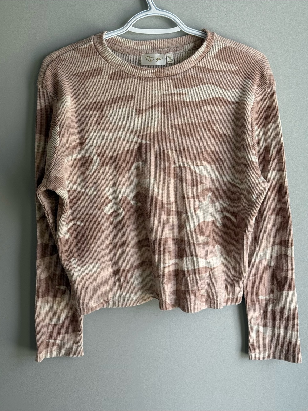 Anthropologie RD Style Camo Waffle Knit Top